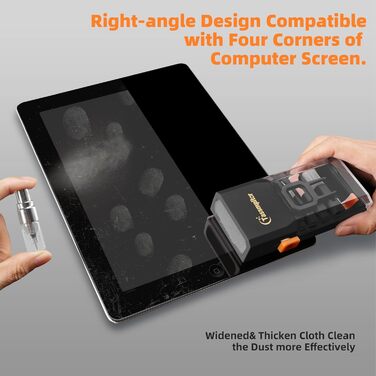 Набір для чищення клавіатури та електроніки, 6-в-1: клавіатура, ноутбук, iPhone, iPad, камера, AirPods. Компактний набір з спреєм та щіткою для екранів. Чорний колір