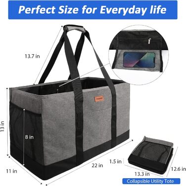 MHOMER Reusable Upright Grocery Bags - Extra Waterproof Large Tote Bag with Reinforced Bottom, Foldable Shopping Bags