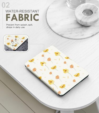 Чохол MoKo для Kindle Paperwhite 12th Gen (2024) та Kindle Colorsoft Signature Edition (2024), PU-захист, авто-сон/пробудження, PC-кришка, квітковий дизайн на білому тлі