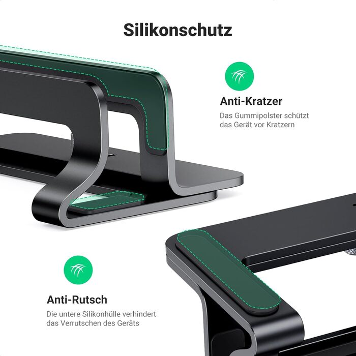 Підставка для ноутбука UGREEN з алюмінію, 3 слоти | Вертикальна підставка для MacBook, iPad, Huawei, Surface, Dell, HP | Чорний