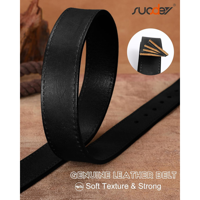 Жіночий шкіряний ремінь SUOSDEY вінтажний, для джинсів, штанів та суконь, з пряжкою золотого/срібного кольору, ширина 3.3 см (Чорний, під талію 68-80 см)