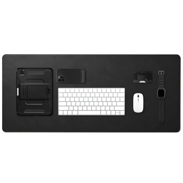 Килимок для миші Spigen XXL з екошкіри PU Vegan, чорний - захист столу та ідеальне ковзання
