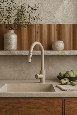 Змішувач для кухні стійкий Granite Sink Tara Slim, бежевий