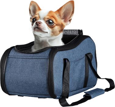 Автомобільний лежак для собак Navaris - блакитний, з ремінцем та блискавкою - переноска для собак в авто