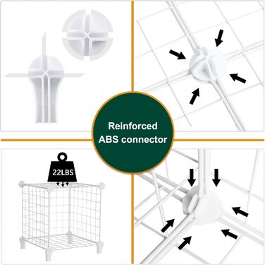 AWTATOS Regal 12 Regal Wire Cube Stackable Shelf Cube DIY Metal Grid Shelf Cube Bookshelf Cube Shelf With Doors For Living Room, Bedroom, Bathroom USCIH12BE (Medium, White)