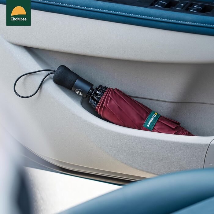 Чакіпі Чомптер: Стійкий до вітру парасолька-тростина для чоловіків та жінок, автоматичний складний парасоль, 10 ребер, червоний