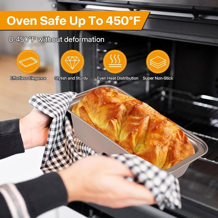 Форма для випічки Kastenform 25,4 см, 2 шт., антипригарне покриття, золотиста, стекова, прямокутна для хліба, банового хліба та сендвічів