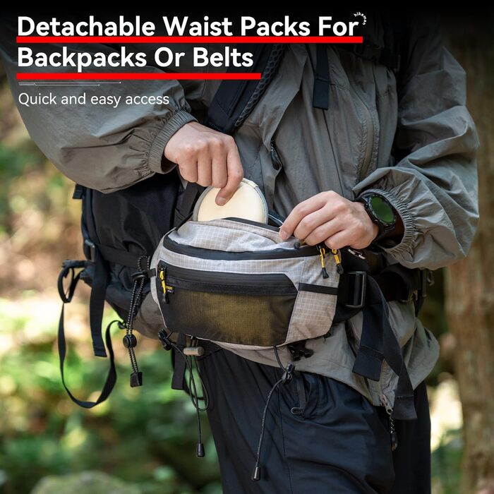 Чоловіча поясна сумка на пояс, чорна, ультралегка, водонепроникна, з нейлону, для спорту, подорожей, прогулянок з собакою