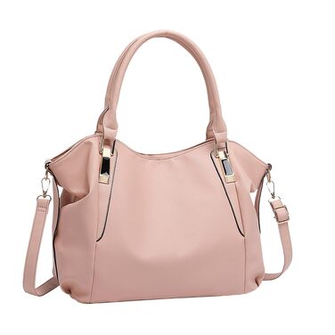 Сумка жіноча Miss Lulu велика шопер-тоут з м'якої PU шкіри бежевого кольору, сумка через плече середнього розміру