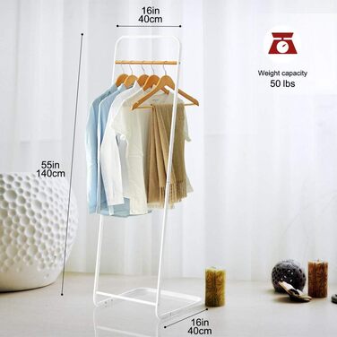 Stable Clothes Rack Coat Stand Slim Coat Rack Metal Coat Rack for Bedroom L16xB16x55 Inches, White…