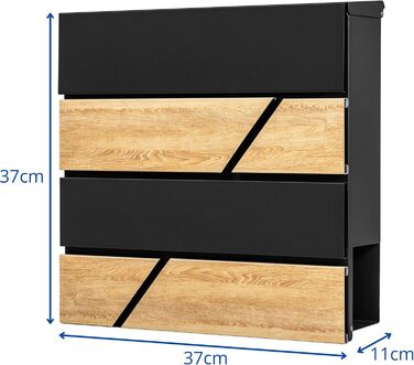 Поштова скринька Verda з газетницею, антрацит RAL 7016, срібло, 37x37x11 см, 2 ключі, монтажний комплект. Дизайнерська настінна поштова скринька