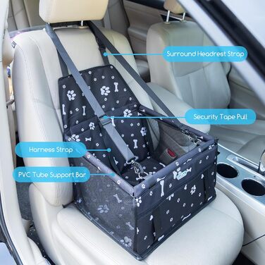 Автомобільний крісло-переноска для собак та котів Nobleza, 40x34x25 см, чорний