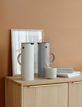 Термос Stelton EM77 - 1 літр, сірий | Зберігає тепло та холод, з скляною вставкою, для чаю та кави, вінтажний дизайн