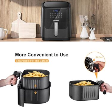 Фритюрниця повітряна GRIFEMA GC2001 6.5L, 1800W з LED-дисплеєм та 12 програмами