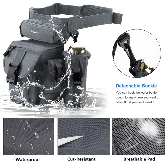 Тактична нагрудна сумка Jueachy на ногу, водонепроникна, для мотоциклів, риболовлі, кемпінгу (сіра)