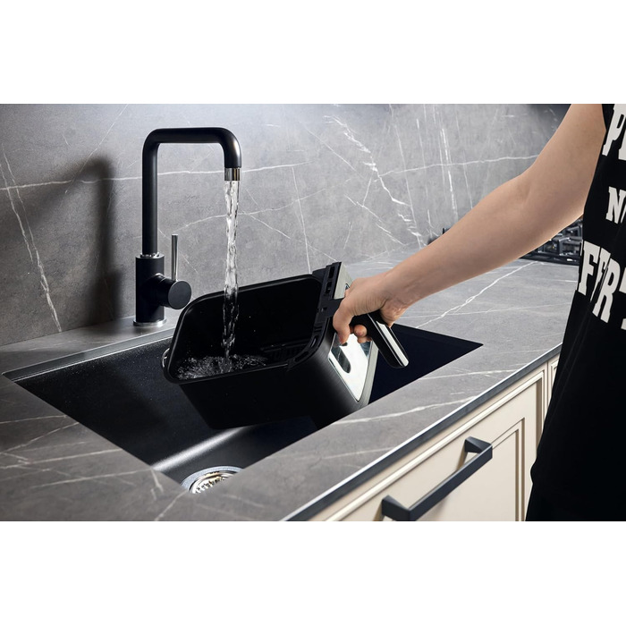 Фритюрниця Linsar з подвійною зоною та двома кошиками, 8л, з сенсорним екраном, 9 режимів, Dual Cook, чорний