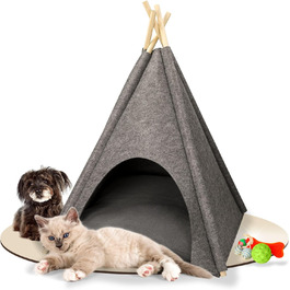 Кішка та собака: затишний намет-кімнатку з фетру (сірий/темно-сірий/світло-сірий) з подушкою, ідеальний подарунок для тварин
