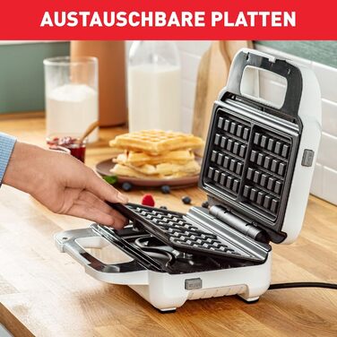 Tefal SW7011 Snack XL Sandwich Maker & Waffle Iron | 2 non-stick platesets | Extra deep shape | Plates are dishwasher safe | Includes recipe booklet | 850W | 27.6 x 23.8 x 9.8 cm Single