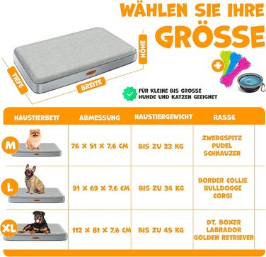 Lovpet® Orthopedic Dog Bed, Dog Cushion, Dog Basket Cookie, Incl. Bowl + 3X Chew Bones, Dog Sofa for Small, Medium & Large Dogs, Removable and Washable Cover, L 91x69x7.6 cm Anthracite (L (91 x 69 x 7.6 cm), Grey / Light Grey)