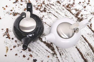 LONDON POTTERY Pebble Teapot with infuser for loose tea, stoneware, black, 4-Cup Teapot (1 Litre)
