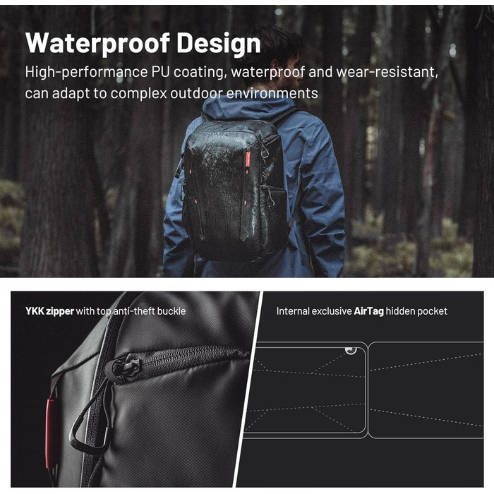 Рюкзак для камери PGYTECH OneMo Lite 22L: професійний фоторюкзак, сумісний з DJI Mini 4 Pro/Avata 2, DSLR/SLR, чорний