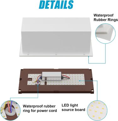 Klighten LED Outdoor Wall Light, IP65 Waterproof Outdoor Wall Light, 3000K, Rectangular Wall Light for Indoor and Outdoor Use, Patio, Garden and More. (Rust-Red-Long, 2 Pack)