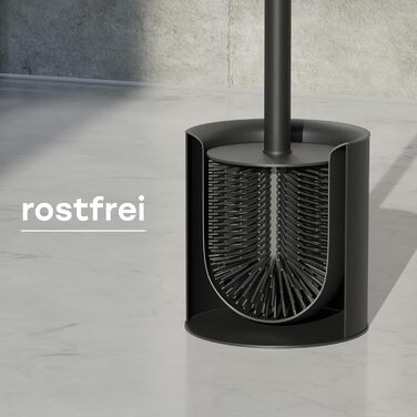 Силіконова щітка для унітазу SAVEGA з нержавіючої сталі - антибактеріальна щітка з тримачем, захист від бризок, чорна