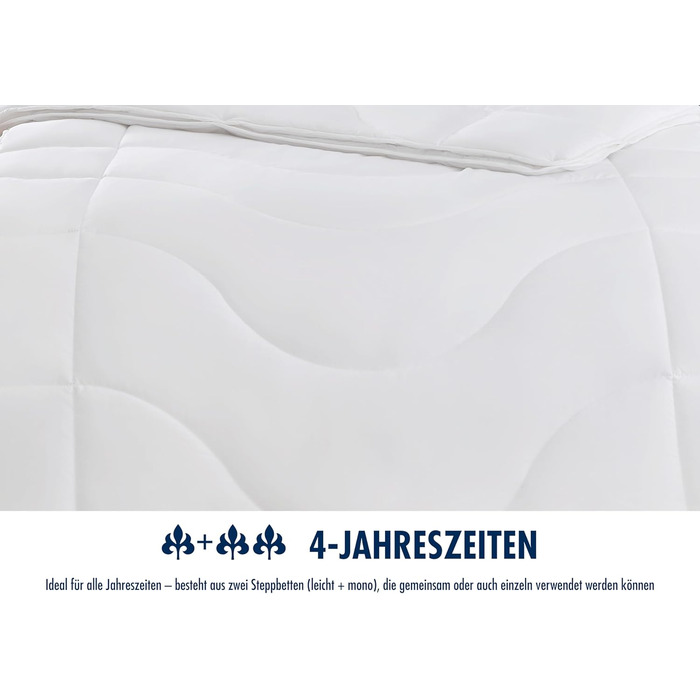Irisette Lotte 4-Season Duvet - Made in Germany - Quilted Comforter with Top Cool Fabric, washable at 95 degrees, includes storage bag, 135 x 200 cm, white, Öko-Tex Certified 135 x 200 cm 4-Season Duvet