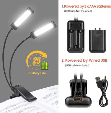 LED лампа для нотного пюльту Cahaya з 3 режимами яскравості, USB-кабель, регульована, сучасний дизайн