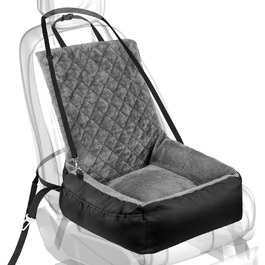 Автокрісло для собак SIVEIS – зручне ліжко з плюшу та кишеню для зберігання, чорне