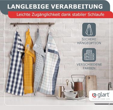 Glart 48GS 10-Piece Premium Dishcloth Set, Kitchen Towels, Dish Towels, Kitchen Cloths, 100% Cotton OEKO-TEX, 45x90 cm, black, pre-washed