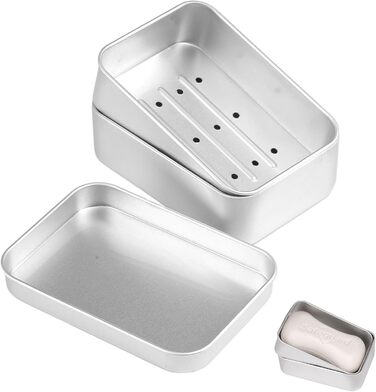 Набір мильниць для подорожей 2 шт. з алюмінію з підсіткою, вологостійкі, нержавіючі для дому, подорожей, зберігання мила та пінки для гоління (срібло)