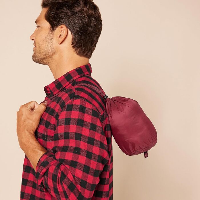 Чоловіча розпакована, водостійка жилетка Amazon Essentials, складається (M, темно-червоний)