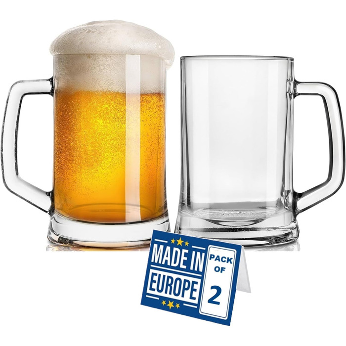 Набір з 6 склянок для пива Premium Pint, 570 мл, без свинцю. Ідеально для крафтового пива, води, напоїв.