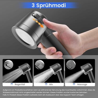 Showerhead with Filter MEKO High-Pressure Handheld Shower with 15-Layer Filtration System, 1.5M Hose, 3 Spray Patterns, Water-Saving Showerhead for Removing Residual Chlorine, Hard Water, and Heavy Metals