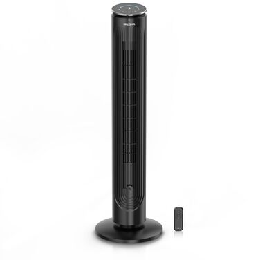 Вентилятор Brandson з дистанційним керуванням, арома-відсіком, тихий, з осциляцією, таймером, 4 режими, 5 швидкостей, LED дисплеєм, чорний