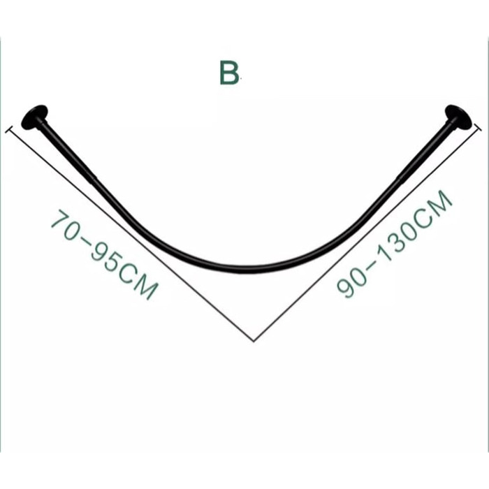 Штанга для душу, штанга для завіси в душ, кутова штанга для ванни, чорна, без свердління, 90-130 см