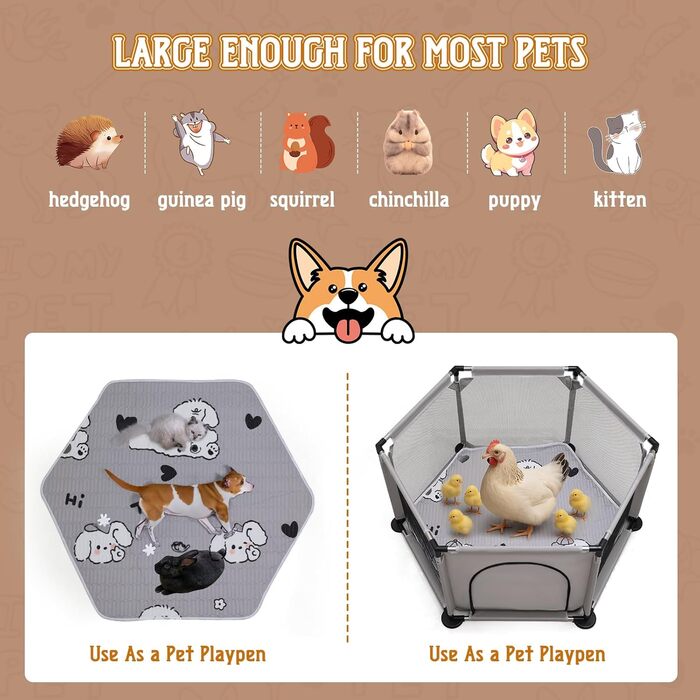 Кінець для цуценят у формі шестикутника, 122x65 см, сірий. Ігровий центр, манеж для цуценят, аксесуари для собак та цуценят