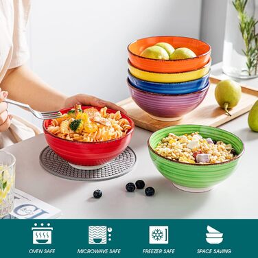Vancasso Soup Bowls, Stoneware, BONITA 6-Piece Bowl Set, Salad Bowl, Pasta Bowls, Bowl Set, Multicolor