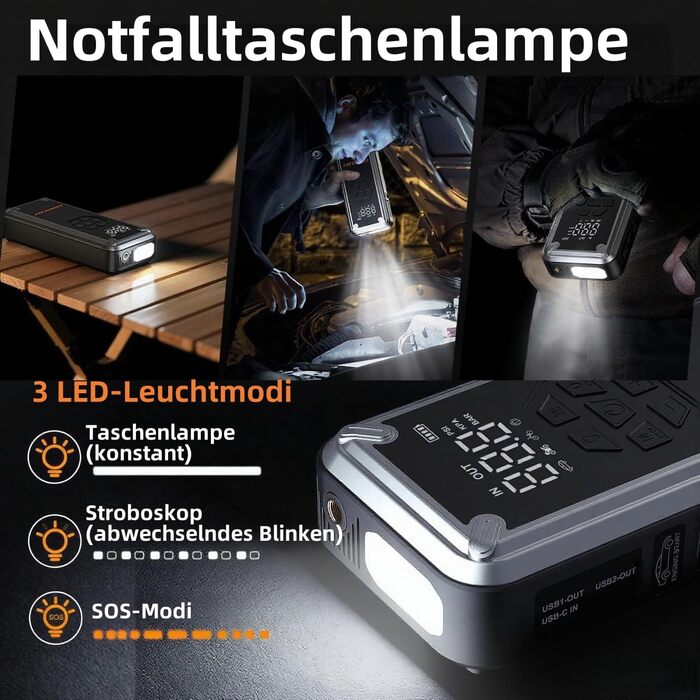 Powerbank для авто Acmount Starthilfe з компресором, 7000A, 150PSI, LCD, LED, до 9L бензину/8L дизеля