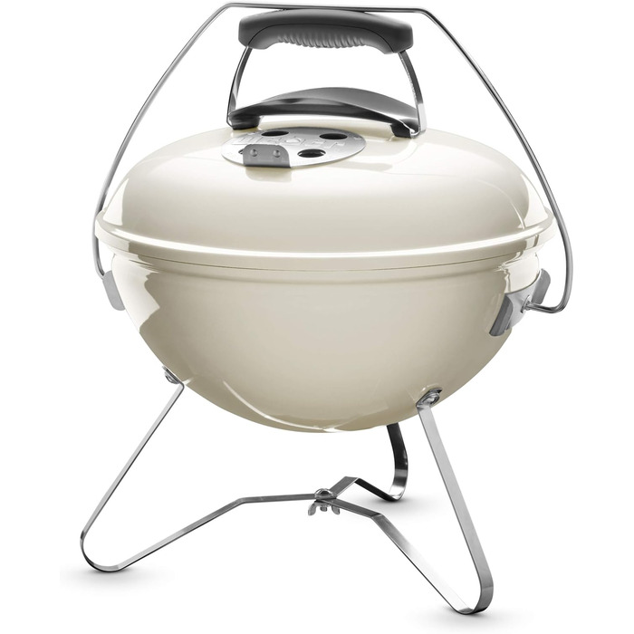 Портативний вугільний гриль Weber Smokey Joe Premium, 37 см, слонова кістка, з порцеляновою емаллю та ручкою для перенесення