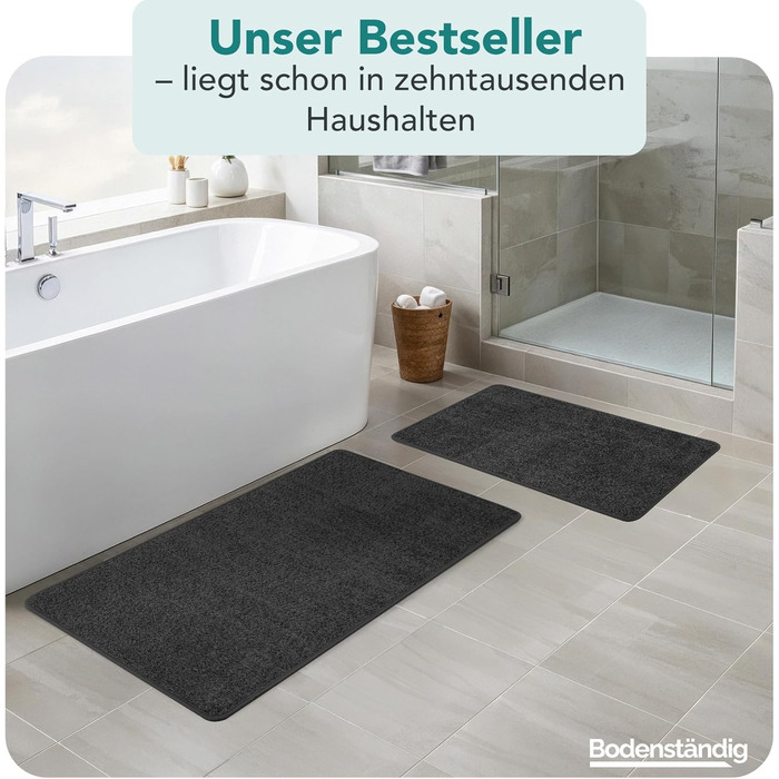 Гігієнічний килимок для ванної кімнати 40x60 см, протиковзкий та вологопоглинаючий підкладник під душ, що швидко сохне, чорний