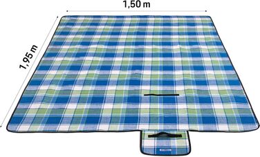 Плед для пікніка TRESKO XXL 195x150 см, акрил, водовідштовхувальний, для кемпінгу та відпочинку на природі, з ручкою, теплоізоляційний, блакитно-зелений