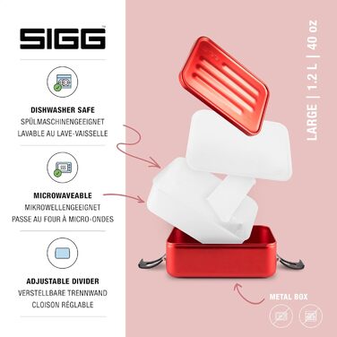 SIGG - Alu Lunchbox Plus - Divided Lunchbox - Award-Winning - Dishwasher Safe & Microwave Safe - Absolutely Leak-Proof - Featherlight - BPA-Free