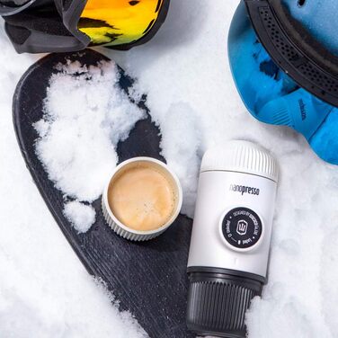 WACACO Nanopresso Portable Espresso Machine, with Nanopresso S Case, Upgrade Version of Minipresso, Travel Coffee Machine, Manually Operated (New Elements Cold White)