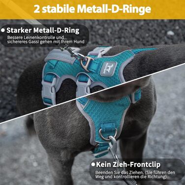 Шлейка безпеки для собак Huntboo, антизламна, зі світловідбиваючими елементами та м'якою ручкою, регульована жилетка для маленьких собак, для прогулянок та тренувань (S, Синій, X-Small, упаковка з 1)