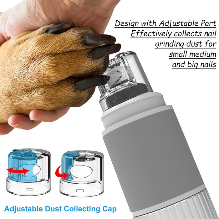 Шліфувальник для собак, шліфувальна машинка для кігтів 40 dB, тиха, для собак та котів, птахів (без світлодіодного підсвічування), білий