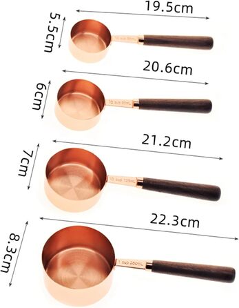 32 x Measuring Cup Set Wooden Handle Stainless Steel Coated Copper Metal Measuring Spoons Baking Kit