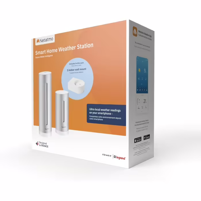 Netatmo Smart Weather Station with Wall Mount - Wi-Fi, Radio, Indoor and Outdoor Sensor, Weather Forecast, Hygrometer, Air Quality, Compatible with Amazon Alexa, Apple HomeKit and Google Home, NWS-AMZ Weather Station (Amazon Exclusive)