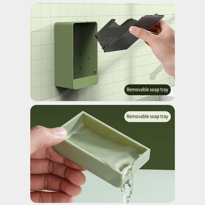 Набір з 2 се soapenschale з водовідведенням, тримач для мила без свердління, органайзер для твердого шампуню, мильниця у формі листя, підставка для губки на кухню, мильниці для душу в ванну кімнату (зелений та сірий)